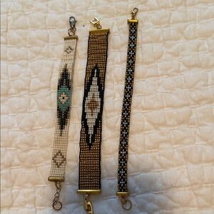 Beaded Bracelet Set - Gold, Black, White